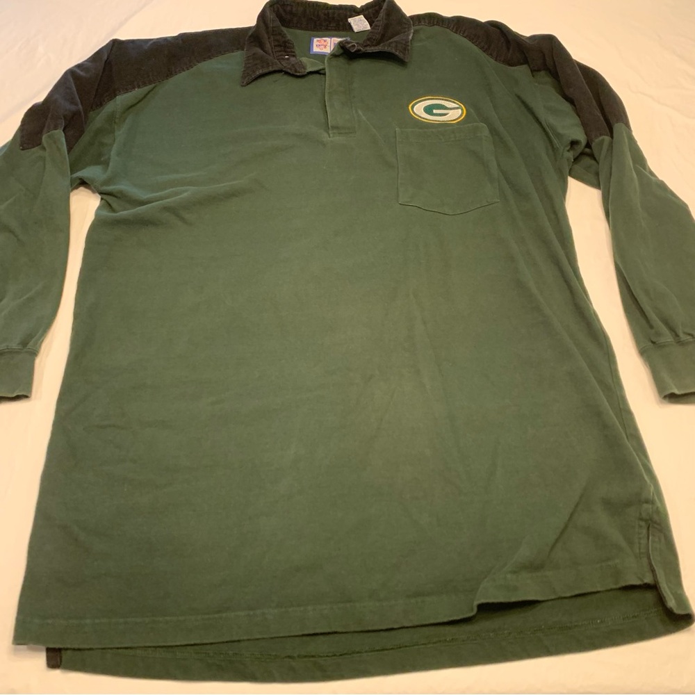 Vintage Logo 7 Game Day NFL Green Bay Packers Long Sleeve Polo Shirt Men’s XLT